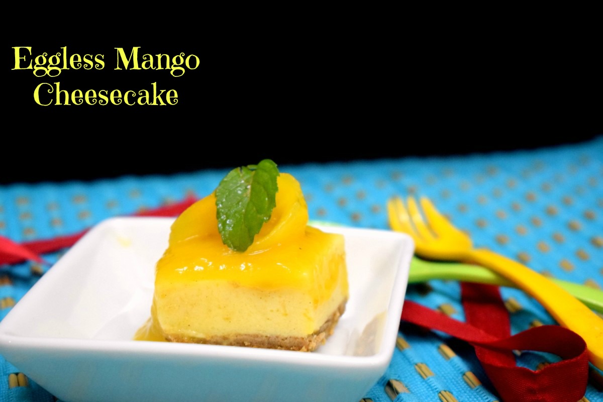 Eggless Mango Cheesecake
