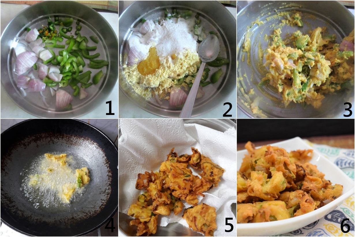How to make Crispy Onion Capsicum Pakoda 1