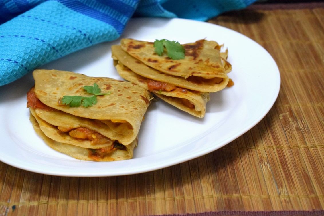 Leftover Rotis in Tomato Spread