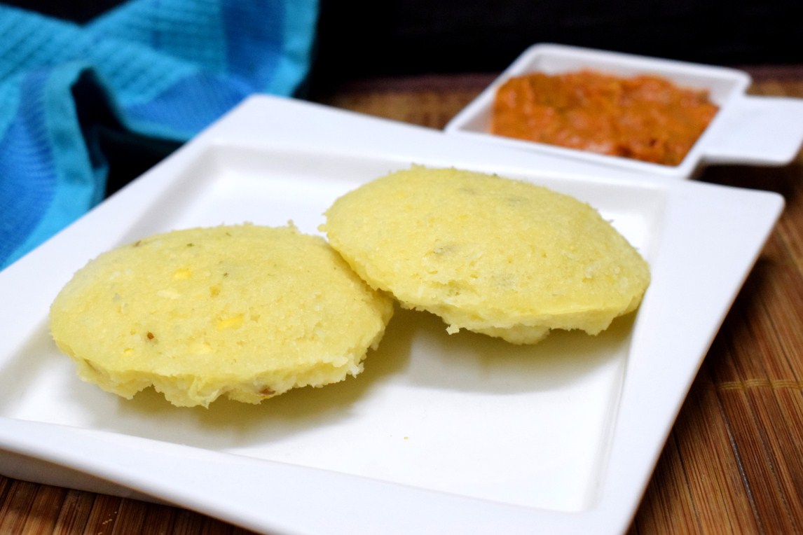 Yellow Moong Dal Idli with Idli Rava