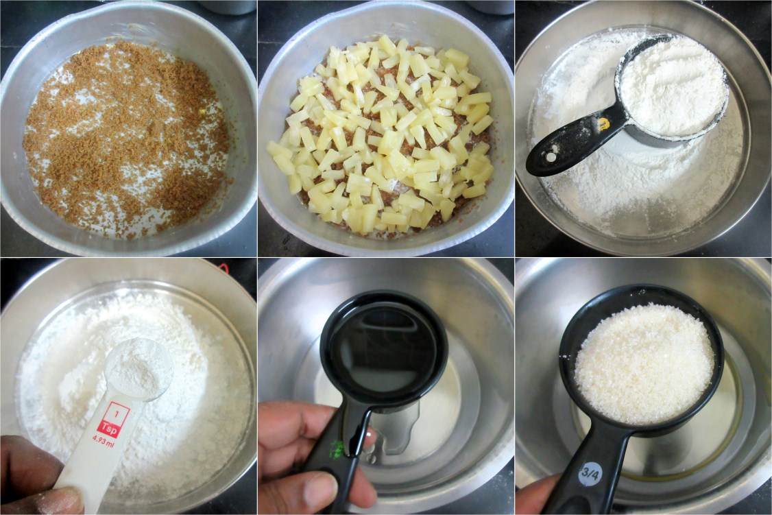How to make Eggless Pineapple Upside Down Cake 1 How to make Eggless Pineapple Upside Down Cake 1