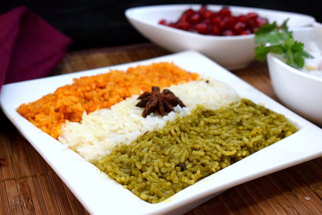 Vegetarischer dreifarbiger Reis