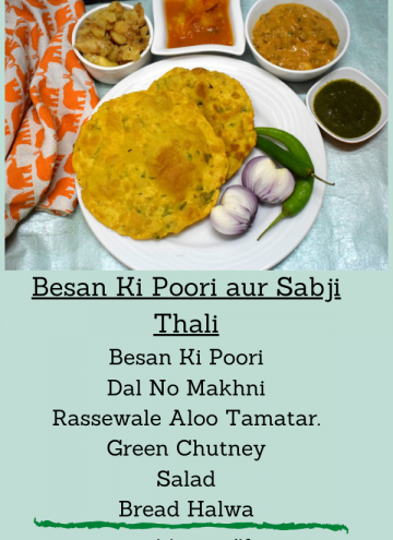 Besan Ki Poori aur Sabzi Thali
