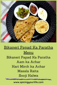 Bikaneri Papad Ka Paratha Menu