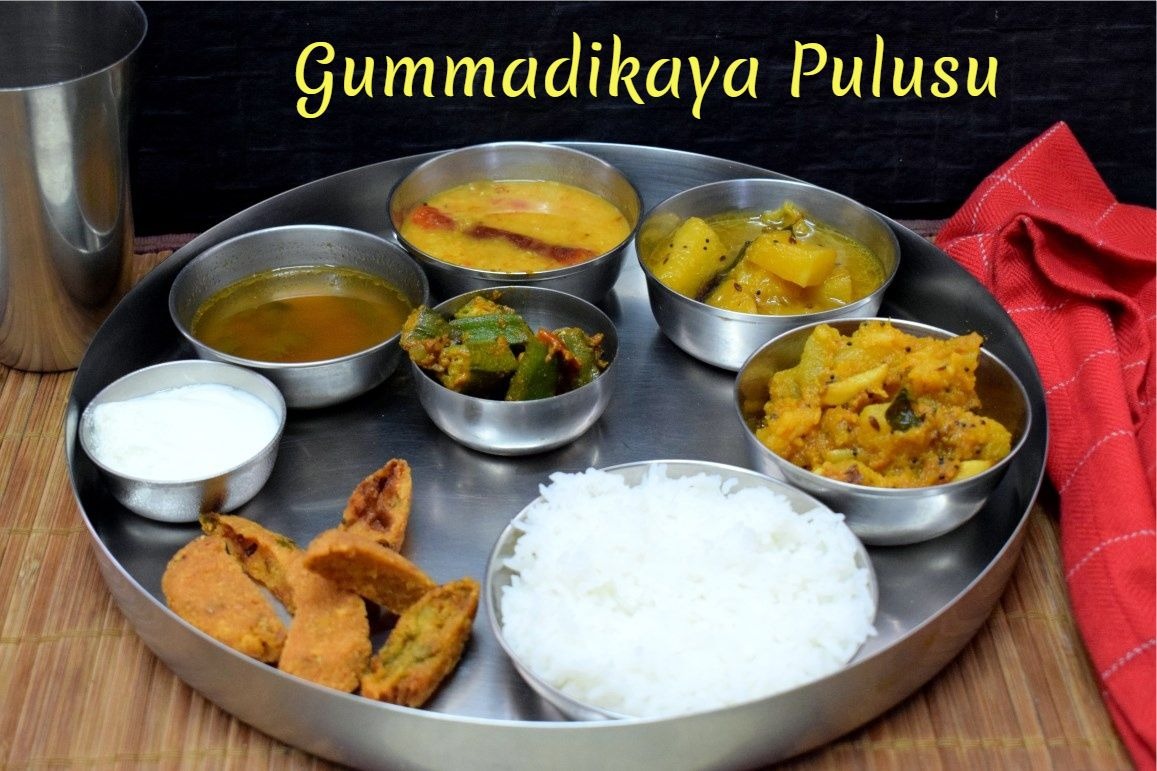 Vegetarian Lunch Thali - Gummadikaya Pulusu