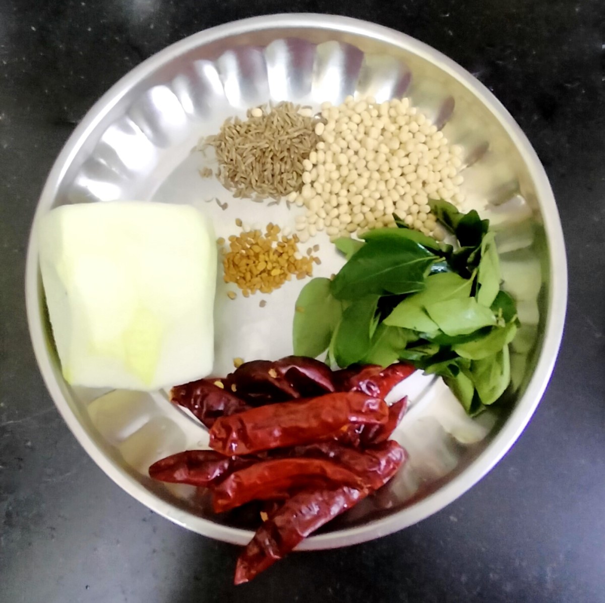 Ingredients for Zucchini Thogayal
